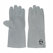 Краги сварщика Опторика спилковые пятипалые, серые, 35см - фото