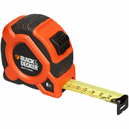 Рулетка  8м*25мм Black&Decker, фиксатор, желтое полотно - фото