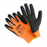 Перчатки термо-нейлон Fiberon, полуоблив вспененный латекс, оранж.-чёрн, XL - фото