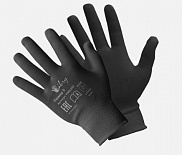 Перчатки "Для точных работ" полиэстеровые, полиуретановое покрытие, черные, Libry, 9(L) - фото