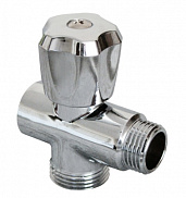Вентиль-тройник 1/2"х3/4"х1/2" хром, для подключ. санитарных приборов Aqualink - фото
