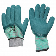 Перчатки КНР MASTER нейлоновые, зелен.(бирюз.), синий, полный вспенен. облив, 200гр, утепленные -30 - фото
