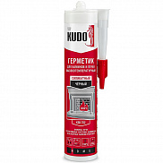 Герметик термостойкий KUDO HOME KSK-702 для каминов и печей, силикатный, (до 1200°C), черный 280мл - фото