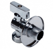 Кран шаровой угловой латунь хром НР/НР 1/2"х1/2" флажок Aqualink (с отражат.) с удлин.резьбой - фото