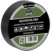 Изолента 19мм*15м ПВХ, OGR, черная - фото