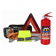 Набор автомобилиста AVS Emergency AN-02 (аптечка, огнетушитель ОП-2, перч, жилет, трос,сумка) - фото